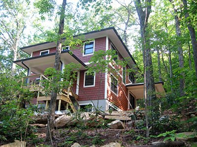 House exterior at Hickory Nut Forest Eco-Community in Asheville, North Carolina