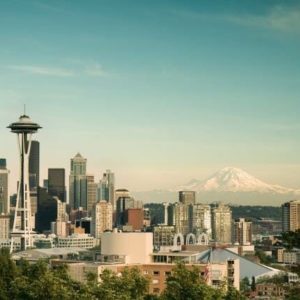 Retire to Washington State - Seattle Cityscape/Mt. Rainier