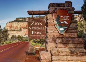 East Entrance Zion National Park Sign Utah