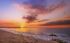 Beautiful tropical sunrise on the beach.