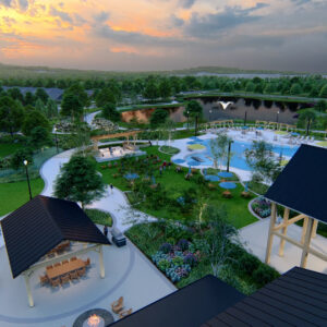 Southern Harmony Amenity Center Back Pool Dusk